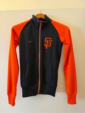 Nike Black & Orange SF Logo Bomber Jacket